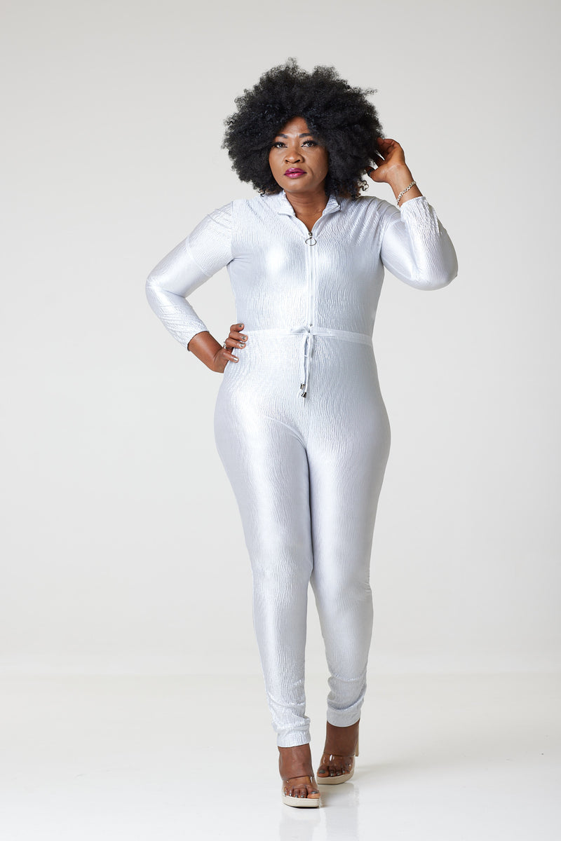 White and best sale silver jumpsuit