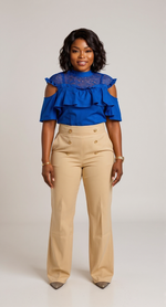 Load image into Gallery viewer, High Neck Top With Lace Detail In Royal Blue

