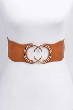Load image into Gallery viewer, Buckle Closure Ring Elastic Belt - one size / camel - MLH Online
