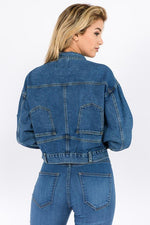 Load image into Gallery viewer, Baggy Fit Denim Jacket With Fur Trim - Blue / Extra small Up to UK 10 - MLH Online
