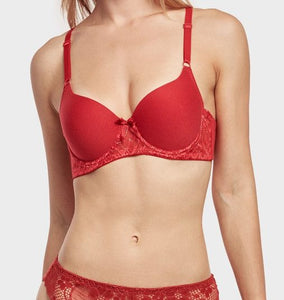 Mamia Full Cup Plain Lace Bra - Red / 38C - MLH Online