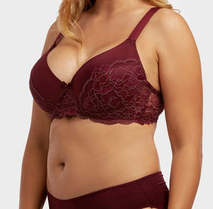 Laced Full D Cup Bra With Wide Strap - Plum / 34D - MLH Online