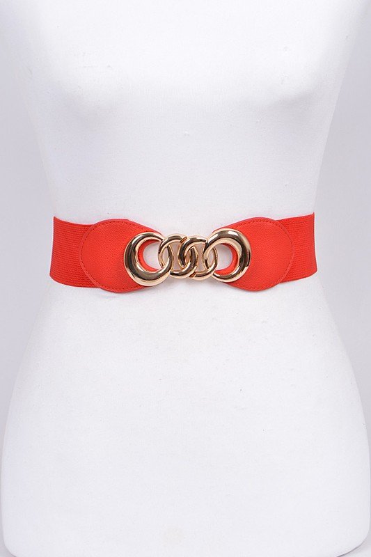 Chain Link Buckled Elastic Belt - one size / Red - MLH Online