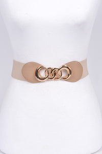Chain Link Buckled Elastic Belt - one size / Khaki - MLH Online