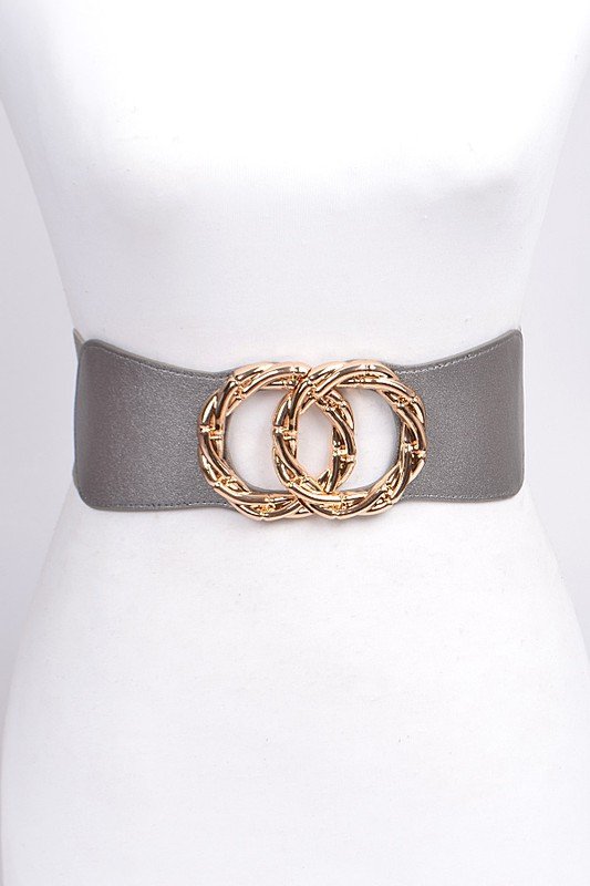 Thick Double Ring Elastic Belt - one size / Hematite - MLH Online