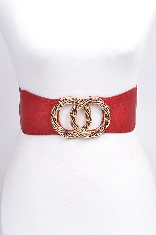 Thick Double Ring Elastic Belt - one size / Burgundy - MLH Online