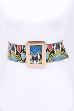 Load image into Gallery viewer, Multi Color Snake Print Iconic Wide Buckle Belt - one size / multi colour - MLH Online
