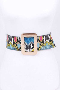 Multi Color Snake Print Iconic Wide Buckle Belt - one size / multi colour - MLH Online