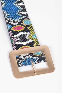 Multi Color Snake Print Iconic Wide Buckle Belt - MLH Online