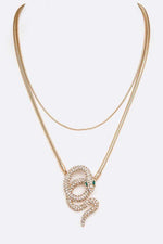 Load image into Gallery viewer, Iconic Crystal Snake Pendant Necklace - Gold - MLH Online
