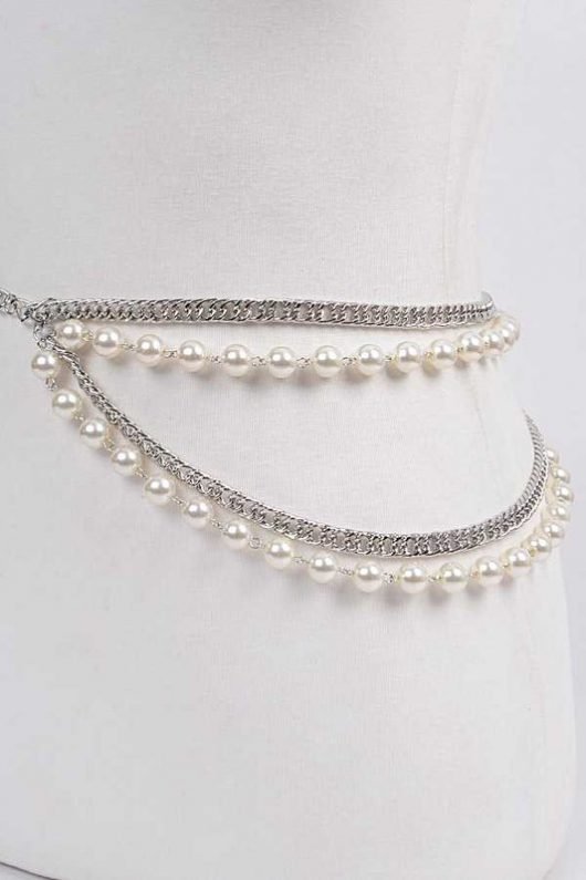 Pearl Station Mix Chain Belt - one size / Silver - MLH Online