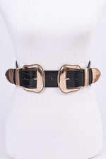 Load image into Gallery viewer, Double Buckle Iconic Stretch Belt - one size / Gold - MLH Online
