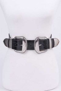 Double Buckle Iconic Stretch Belt - one size / Silver - MLH Online