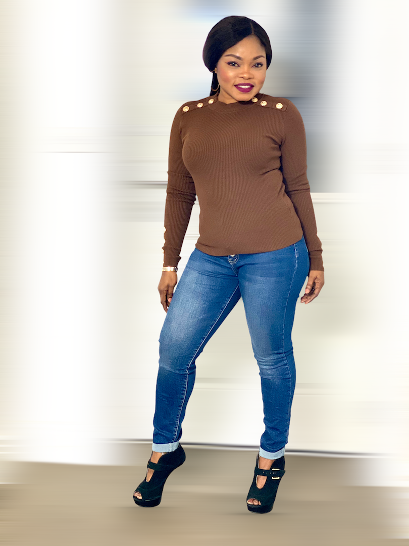 Long Sleeve Top With Button Details- MLH - MLH Online