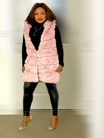 Load image into Gallery viewer, Box Cut Sleeveless Faux Fur Gilet With Hoodie-MLH - MLH Online
