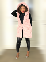 Load image into Gallery viewer, Box Cut Sleeveless Faux Fur Gilet With Hoodie-MLH - MLH Online
