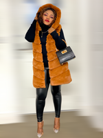 Load image into Gallery viewer, Box Cut Sleeveless Faux Fur Gilet With Hoodie-MLH - MLH Online
