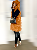 Load image into Gallery viewer, Box Cut Sleeveless Faux Fur Gilet With Hoodie-MLH - MLH Online
