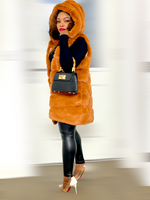 Load image into Gallery viewer, Box Cut Sleeveless Faux Fur Gilet With Hoodie-MLH - MLH Online
