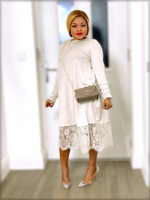 Load image into Gallery viewer, Cassandra Long Sleeve Dress With Lace Details - L/XL -UK 14/16 / Beige - MLH Online
