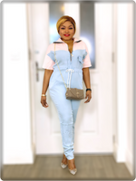 Load image into Gallery viewer, Lizzy Light Denim Jumpsuit - L (UK 14) / Pink - MLH Online
