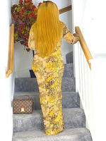 Load image into Gallery viewer, Cracked Velvet Maxi BodyCon Dress - Mustard / S (UK 10) - MLH Online
