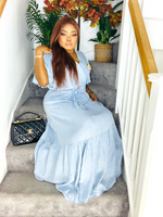 Load image into Gallery viewer, Amelia Super Maxi Dress with Tie Waist - Light Blue / Large (UK 14) - MLH Online
