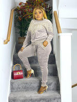 Load image into Gallery viewer, Natasha Velvet 2 Piece Set With Gold Details - Large / Grey - MLH Online
