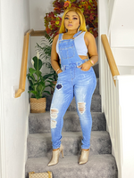Load image into Gallery viewer, Distressed Bodice Bib Style Denim Overall Jeans - M (UK 12) - MLH Online
