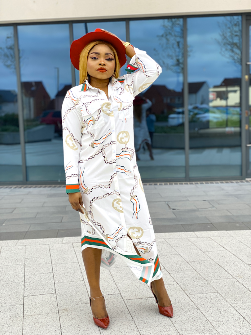 Chain print shirt clearance dress