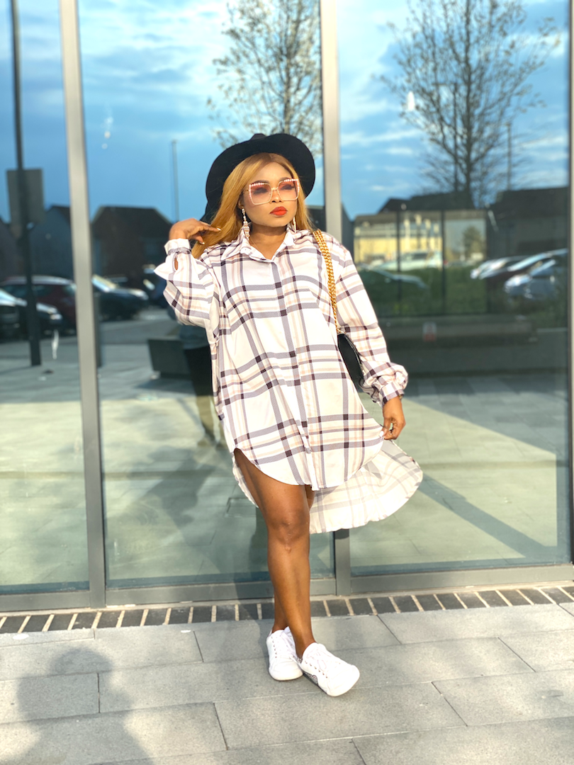 Loose Fit Checkers Shirt Dress- Nude – MLH Online