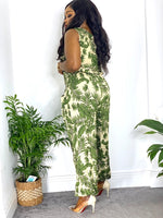 Load image into Gallery viewer, Palm Print Plus Size Jumpsuit - Large (UK 16-18) - MLH Online
