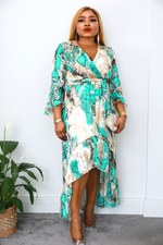 Load image into Gallery viewer, Emma Floaty Midi Wrap Dress - M/L (UK 12/14) / Green - MLH Online
