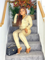 Load image into Gallery viewer, Michele Glamour Sequin Jumpsuit For Women - Medium / Gold - MLH Online
