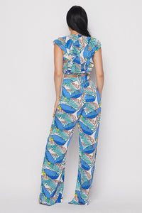 Two Piece Printed Set Royal Blue - MLH Online
