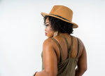Load image into Gallery viewer, Chic Trimmed Buckled Leather Belt Fedora Hat - Pecan - MLH Online
