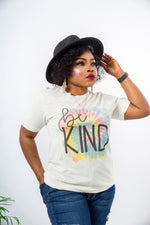 Load image into Gallery viewer, Be Kind Print Tee Shirt For Women - Cream / L (UK 14) - MLH Online
