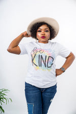 Load image into Gallery viewer, Be Kind Print Tee Shirt For Women - Ash Grey / L (UK 14) - MLH Online
