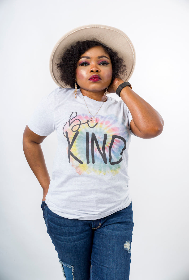 Be Kind Print Tee Shirt For Women - Ash Grey / XL (UK 16) - MLH Online