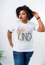 Load image into Gallery viewer, Be Kind Print Tee Shirt For Women - White / M (UK 12) - MLH Online
