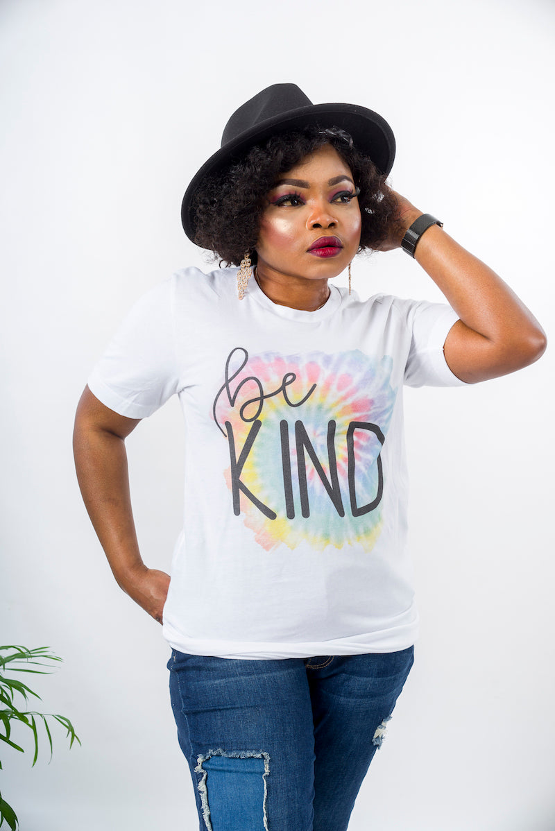 Be Kind Print Tee Shirt For Women - White / XL (UK 16) - MLH Online