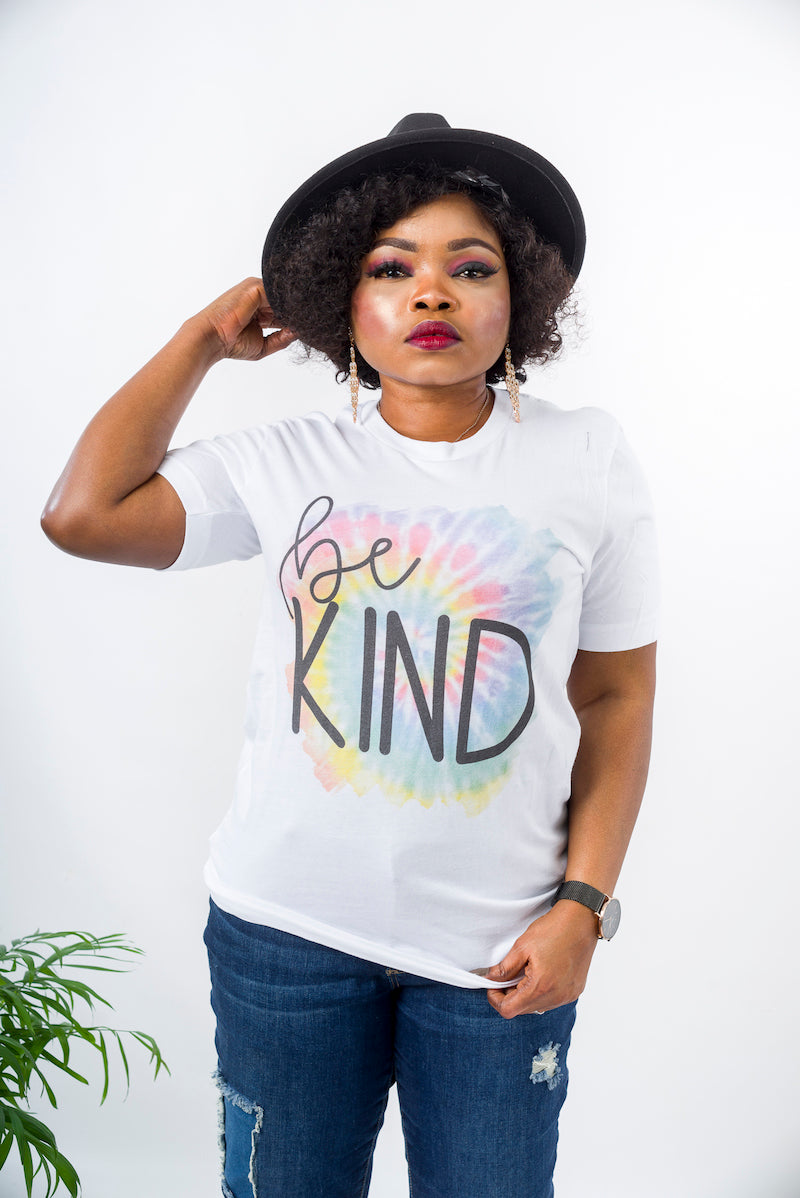 Be Kind Print Tee Shirt For Women - White / L (UK 14) - MLH Online