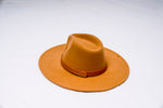Load image into Gallery viewer, Chic Trimmed Buckled Leather Belt Fedora Hat - camel - MLH Online
