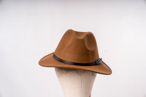 Chic Trimmed Buckled Leather Belt Fedora Hat - MLH Online