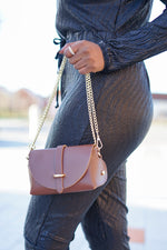 Load image into Gallery viewer, Genuine Leather Bag With Chain Strap - one size / Brown - MLH Online
