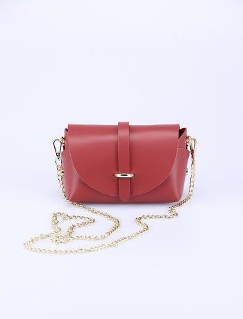 Genuine Leather Bag With Chain Strap - one size / Dark Red - MLH Online