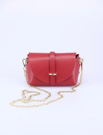 Load image into Gallery viewer, Genuine Leather Bag With Chain Strap - one size / Dark Red - MLH Online
