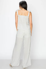 Load image into Gallery viewer, Mlh Tie Shoulder Top And Wide Leg Pant With Tie Waist 2 Piece Set - MLH Online
