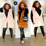 Load image into Gallery viewer, Box Cut Sleeveless Faux Fur Gilet With Hoodie-MLH - MLH Online
