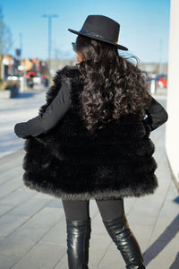 Box Cut Sleeveless Faux Fur Gilet-MLH - Black / S/M (UK10/12) - MLH Online